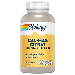 Cal-Mag Citrat med vitamin D og K2 - 240 kap - Solaray