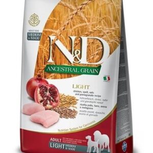 Farmina N&D ANCESTRAL GRAIN DOG LIGHT - CHICKEN. SPELT.OATS AND POMEGRANATE ADULT MEDIUM & MAXI 12kg