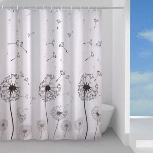 Gedy Badeforhæng sort blomst 180x200 cm