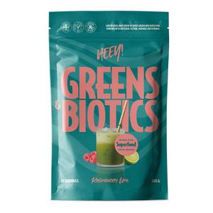 Heey! Greens & Biotics Superfood + Probiotics Raspberry Lime - 300 g.