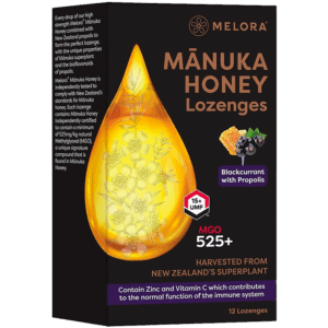 Melora Manuka Honey & Propolis Lozenges Blackcurrant (12 stk)