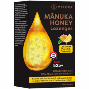 Melora Manuka Honey & Propolis Lozenges Lemon & Peppermint (12 stk)