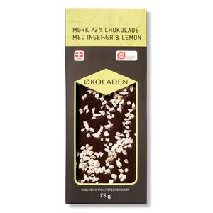 Økoladen Chokolade mørk ingefær/lemon Ø 72% - 75 g.