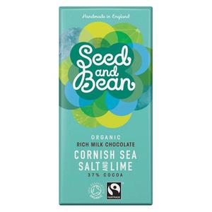 Seed & Bean Mælkechokolade m. Cornish Sea Salt & Lime - 85 g.