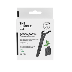 The Humble Co. Dental Floss Grip Picks, charcoal - 50 stk.