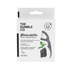 The Humble Co. Dental Floss Picks, charcoal - 50 stk.