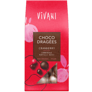 Vivani Choco Dragee Tranebær Ø (75 g)